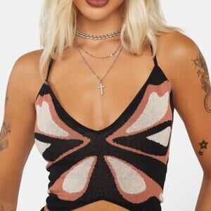 Butterfly knit crop top Dolls Kill Another Girl strappy back Y2K bohemian rave